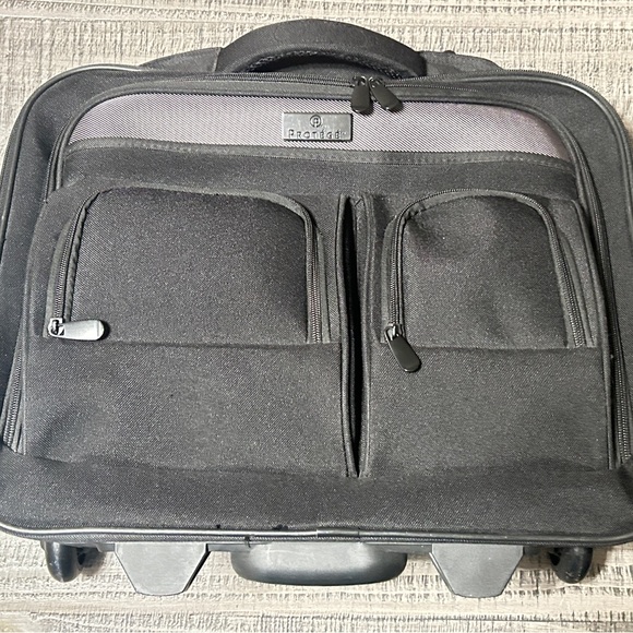 Classic Black Men's Soft Carry On Rolling Business Briefcase - Picture 2 of 9